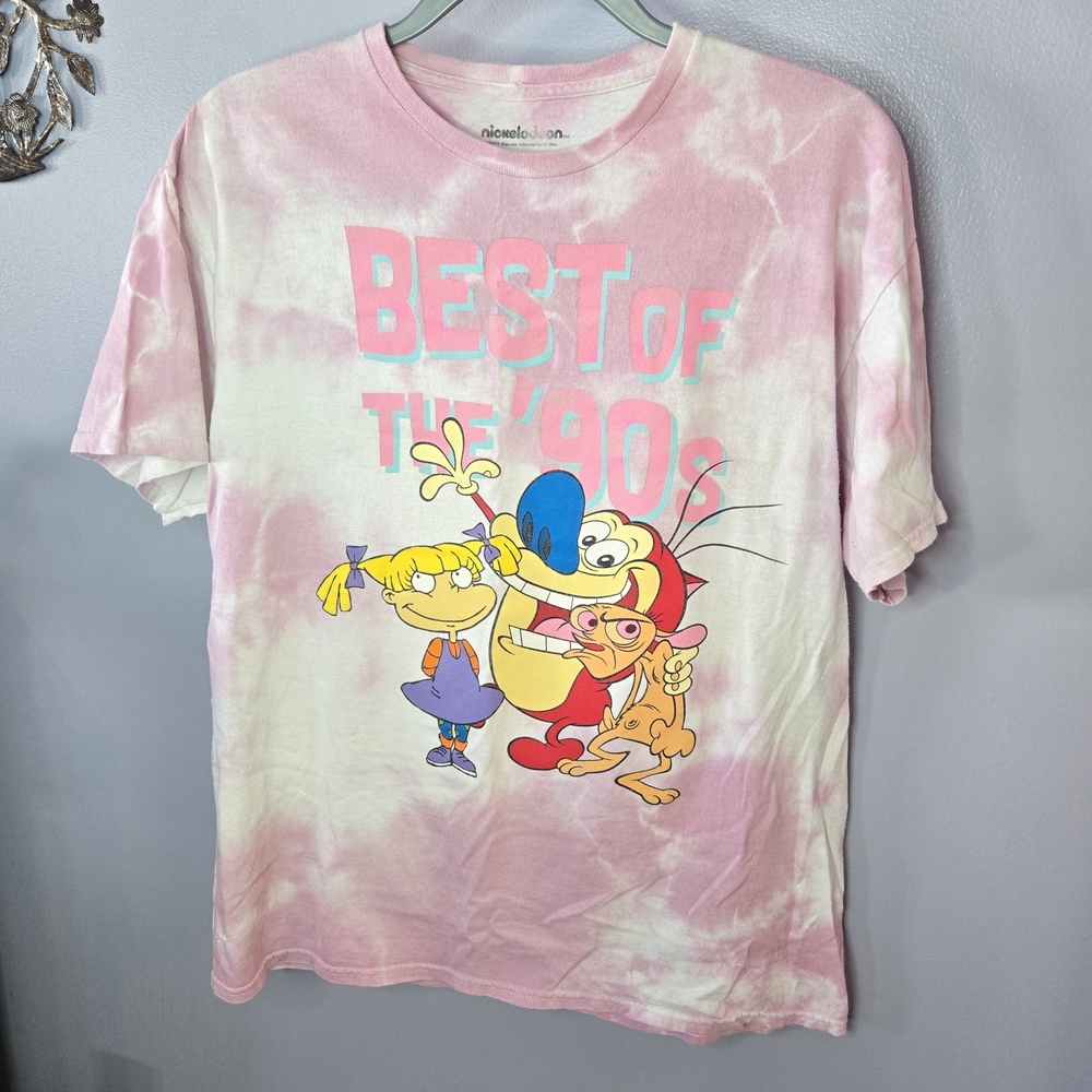 Nickelodeon Best of 90s Cartoon Characters Tie Dye T-Shirt Large